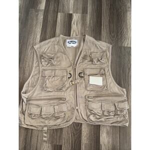 Vintage Berkley Fishing Vest Tan Khaki Size Large